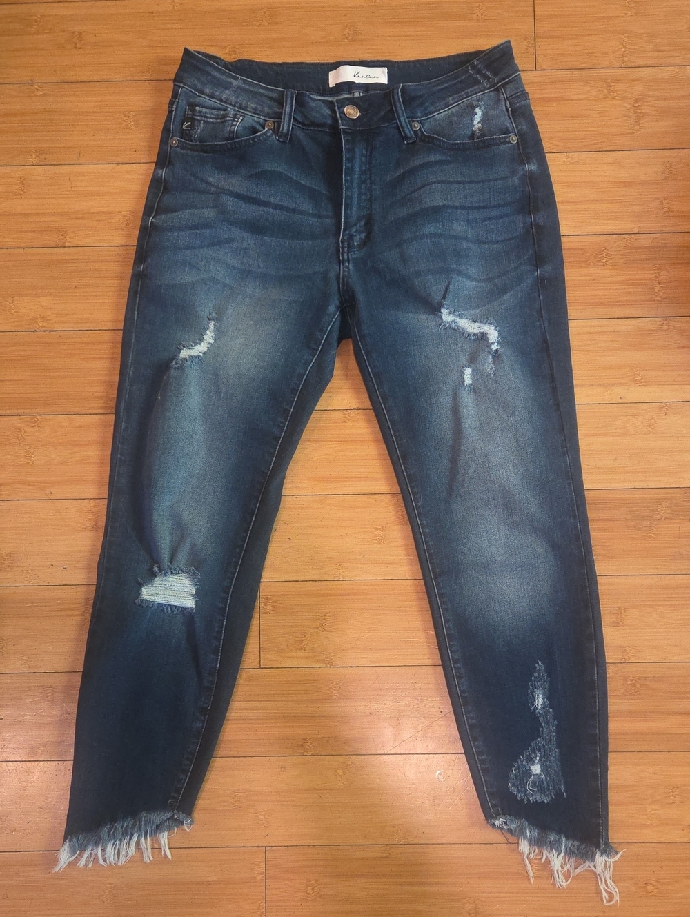 KanCan Distressed Dark Blue Cropped Jeans
